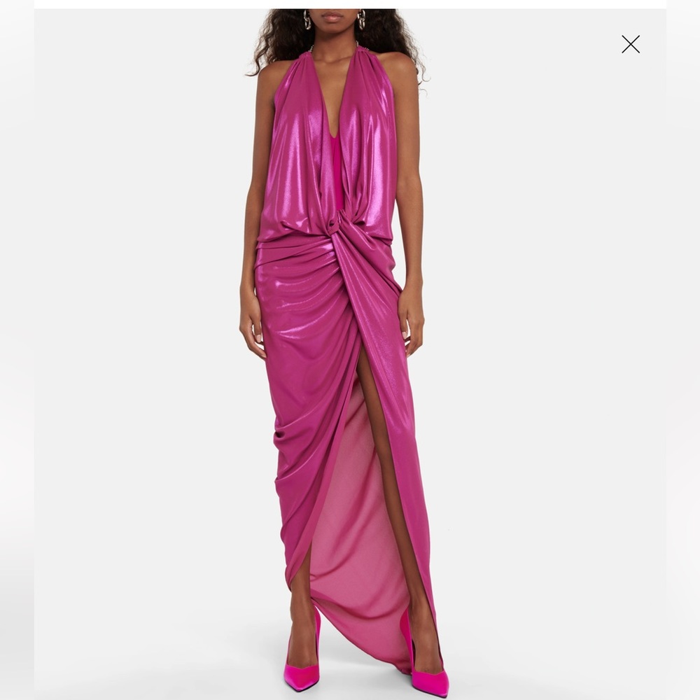 THE ATTICO
Halterneck lamé maxi dress